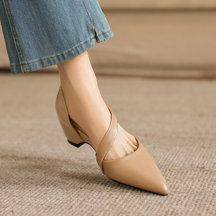 Maely Cross Strap Leather Heels