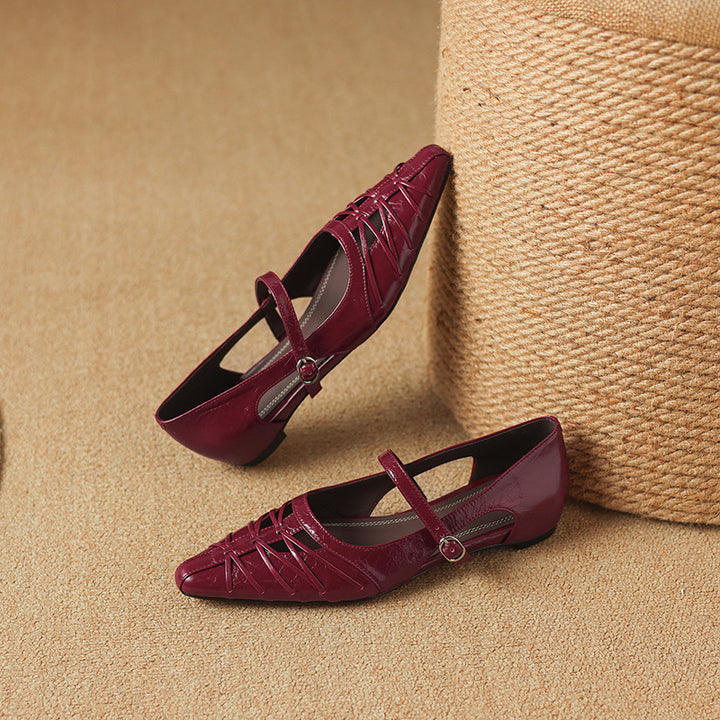 Quela Genuine Leather Mary Jane Flats