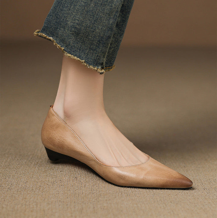 Erla Genuine Leather Pointed Toe Flats