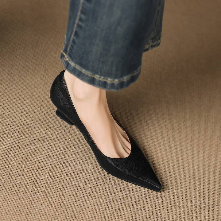 Fiara Genuine Leather Wedge Heel Pumps