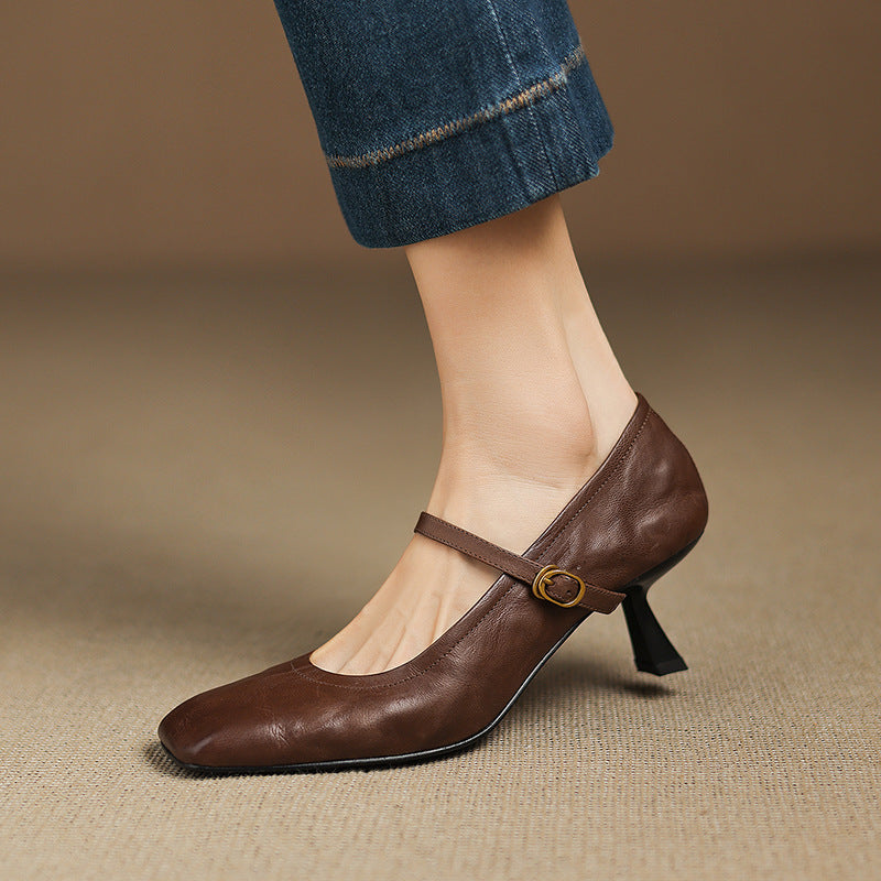 Lizel Genuine Leather Heels