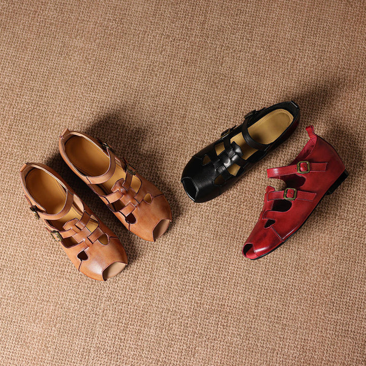 Auzi Genuine Leather Strappy Sandals