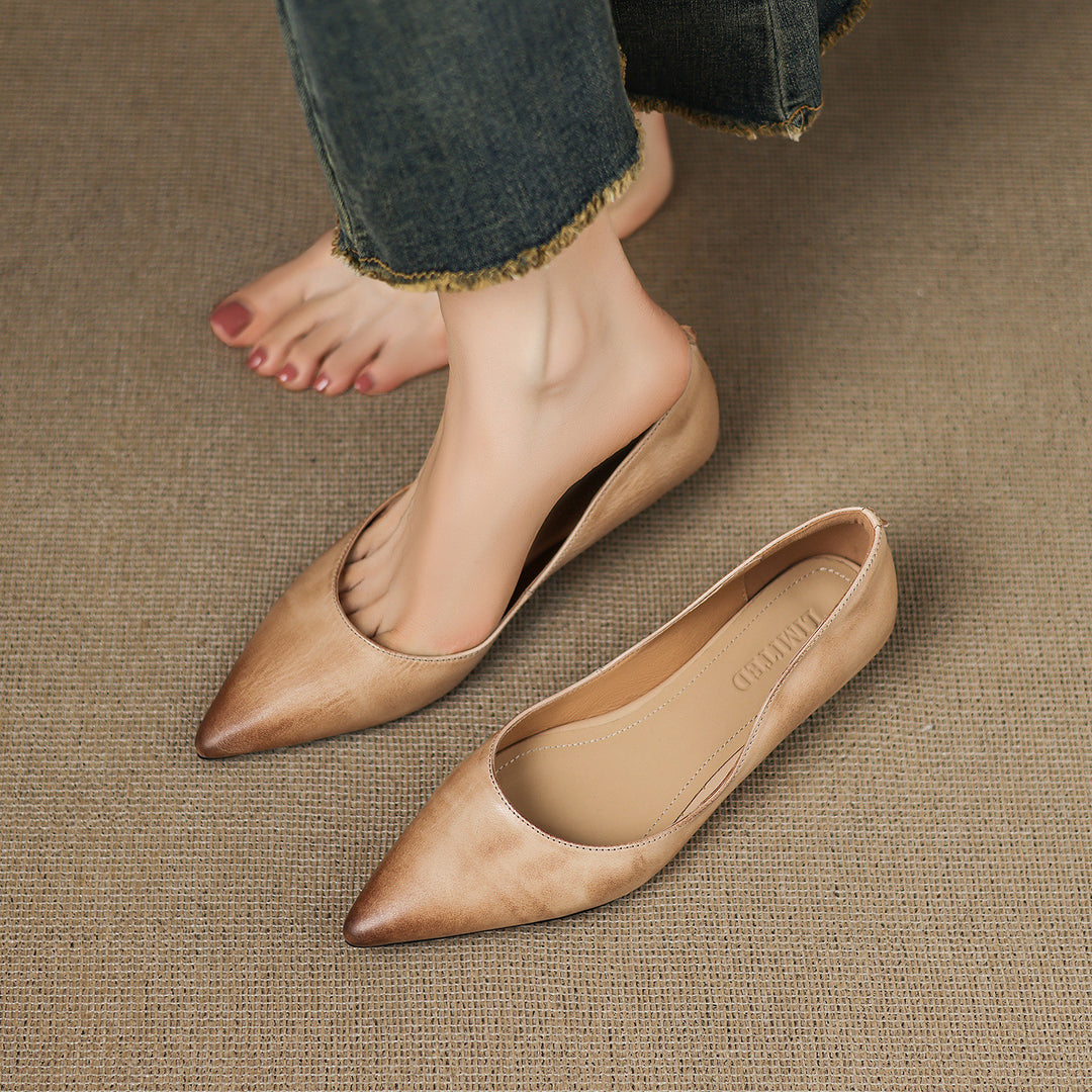 Erla Genuine Leather Pointed Toe Flats