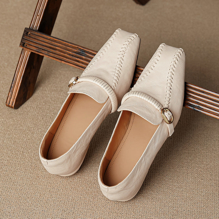 Deyla Genuine Leather Buckled Strap Loafers