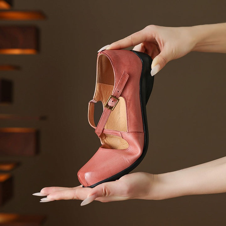 Gisel Genuine Leather Crisscross Flats