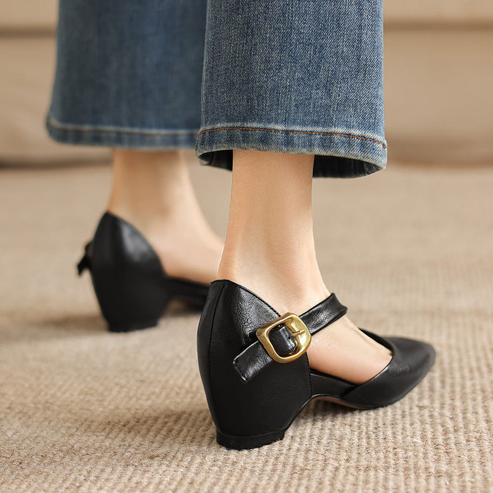 Maely Cross Strap Leather Heels