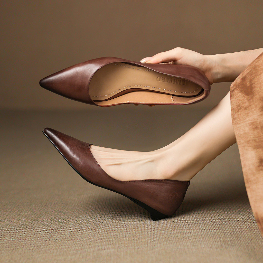 Erla Genuine Leather Pointed Toe Flats