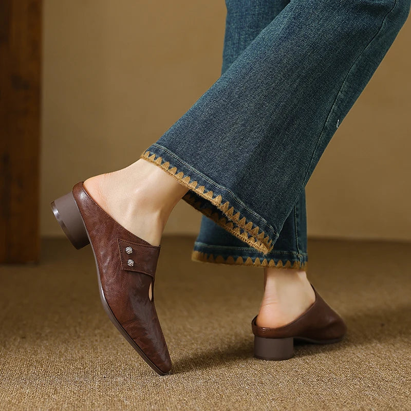 Olga Genuine Leather Mules