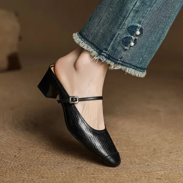 Becky Genuine Leather Mules