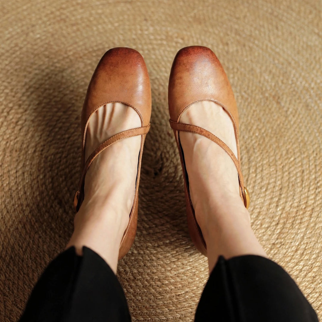 June Genuine Leather Flats