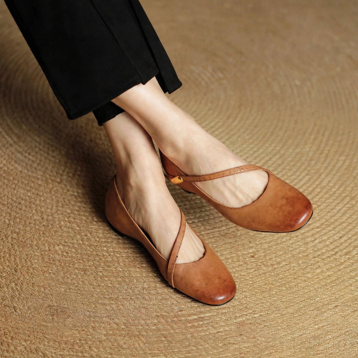 June Genuine Leather Flats