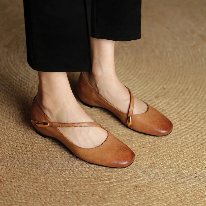 June Genuine Leather Flats