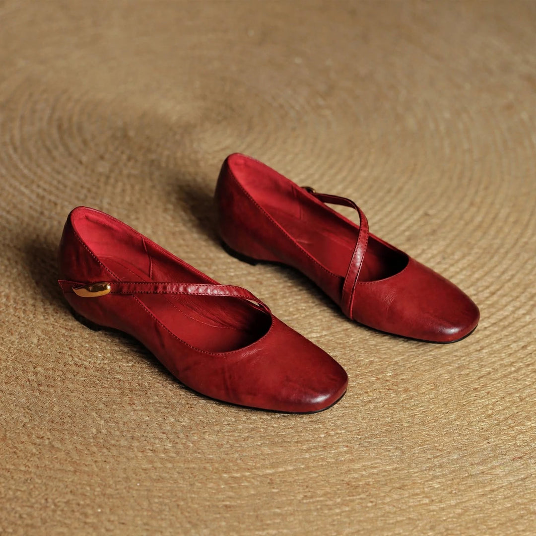 June Genuine Leather Flats