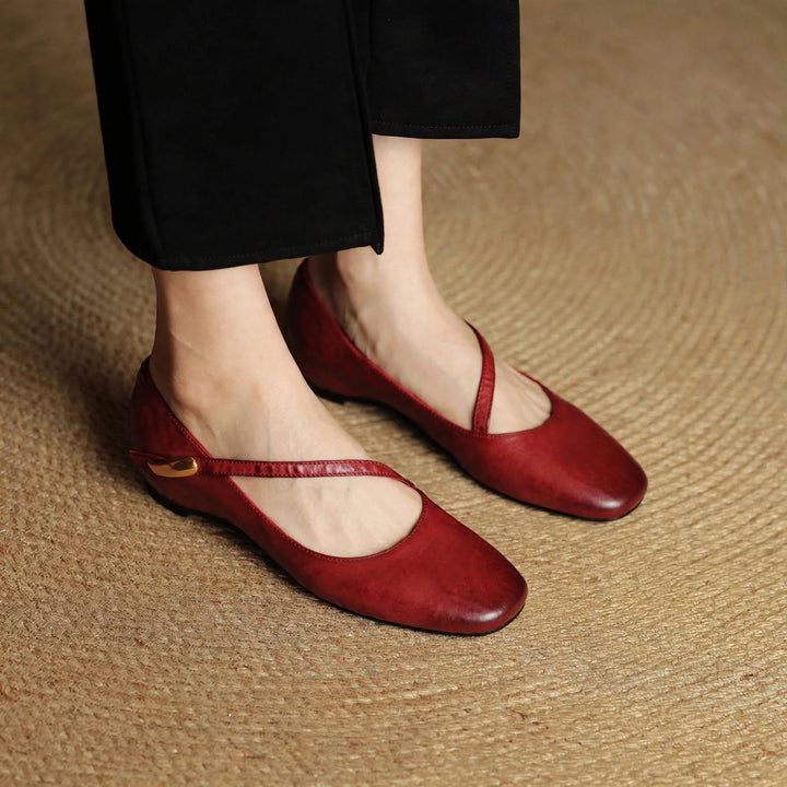June Genuine Leather Flats