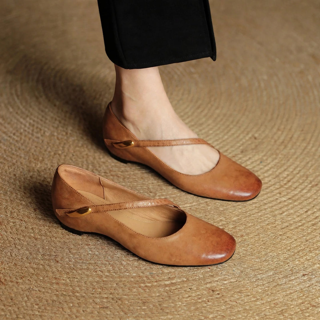 June Genuine Leather Flats