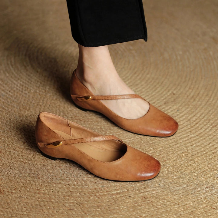 June Genuine Leather Flats