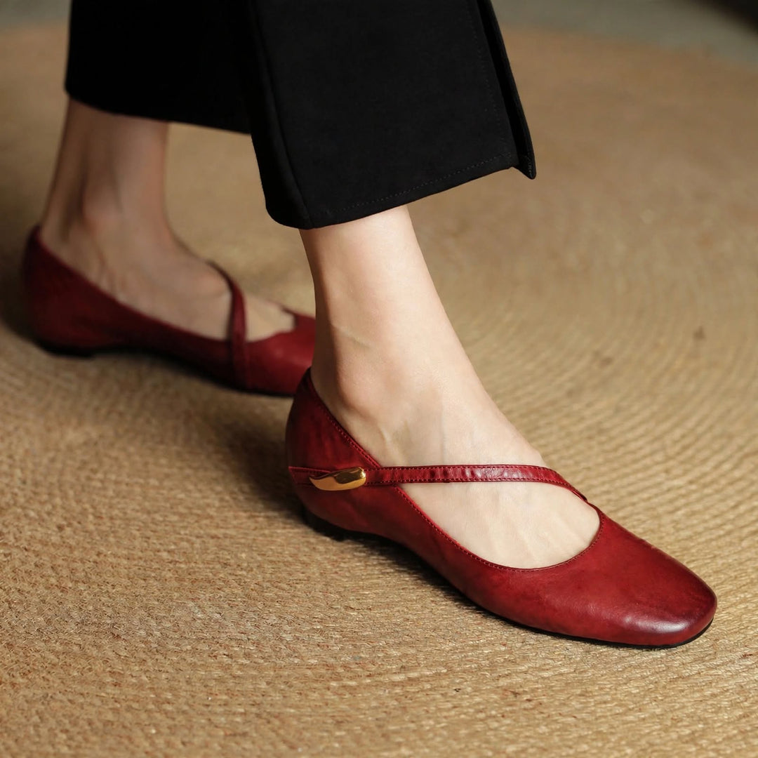June Genuine Leather Flats