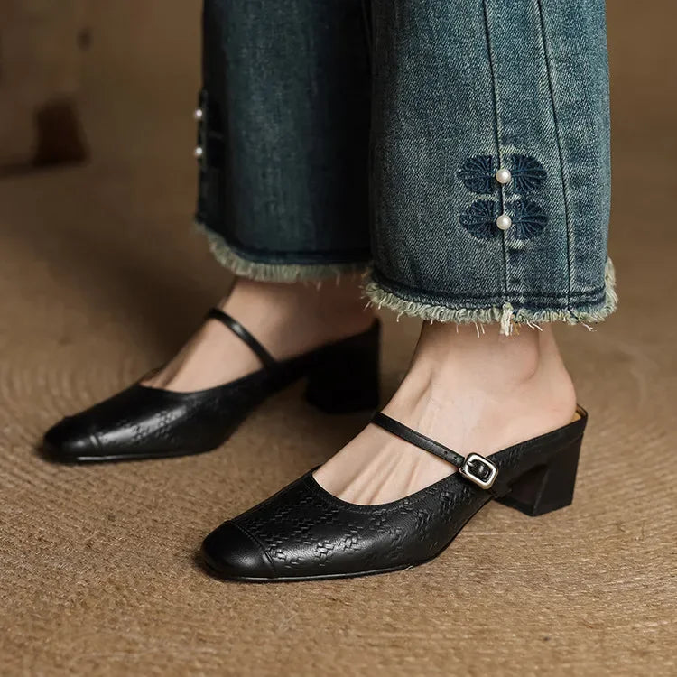 Becky Genuine Leather Mules