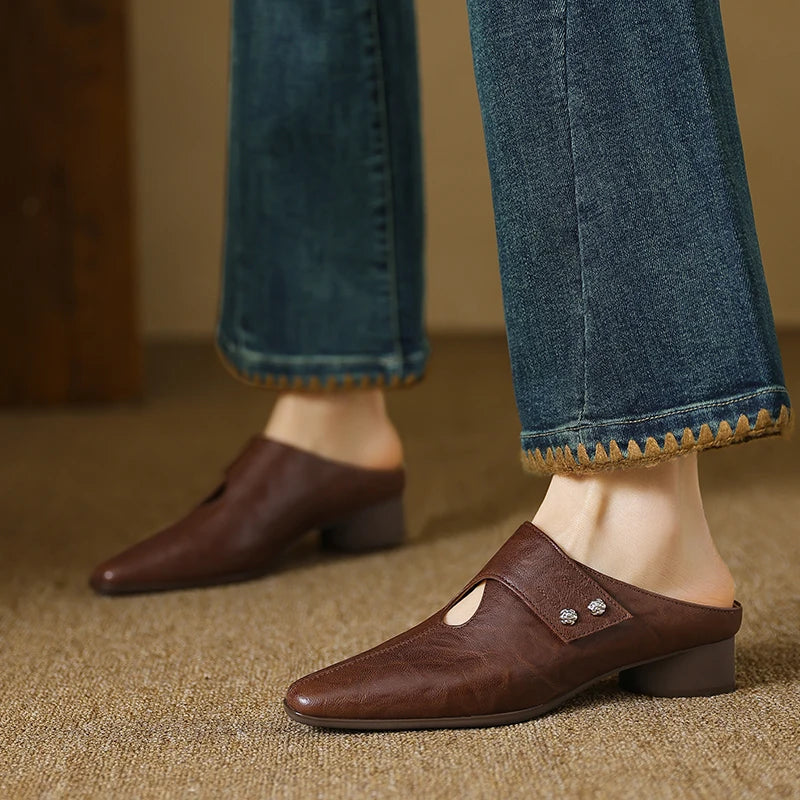 Olga Genuine Leather Mules