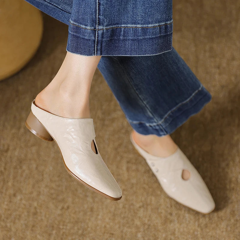 Olga Genuine Leather Mules