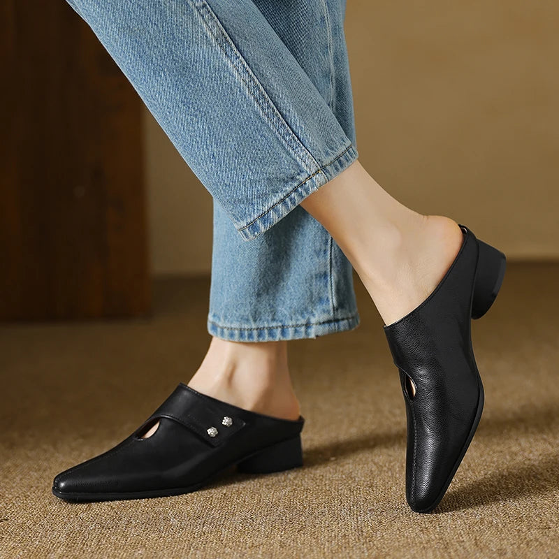 Olga Genuine Leather Mules