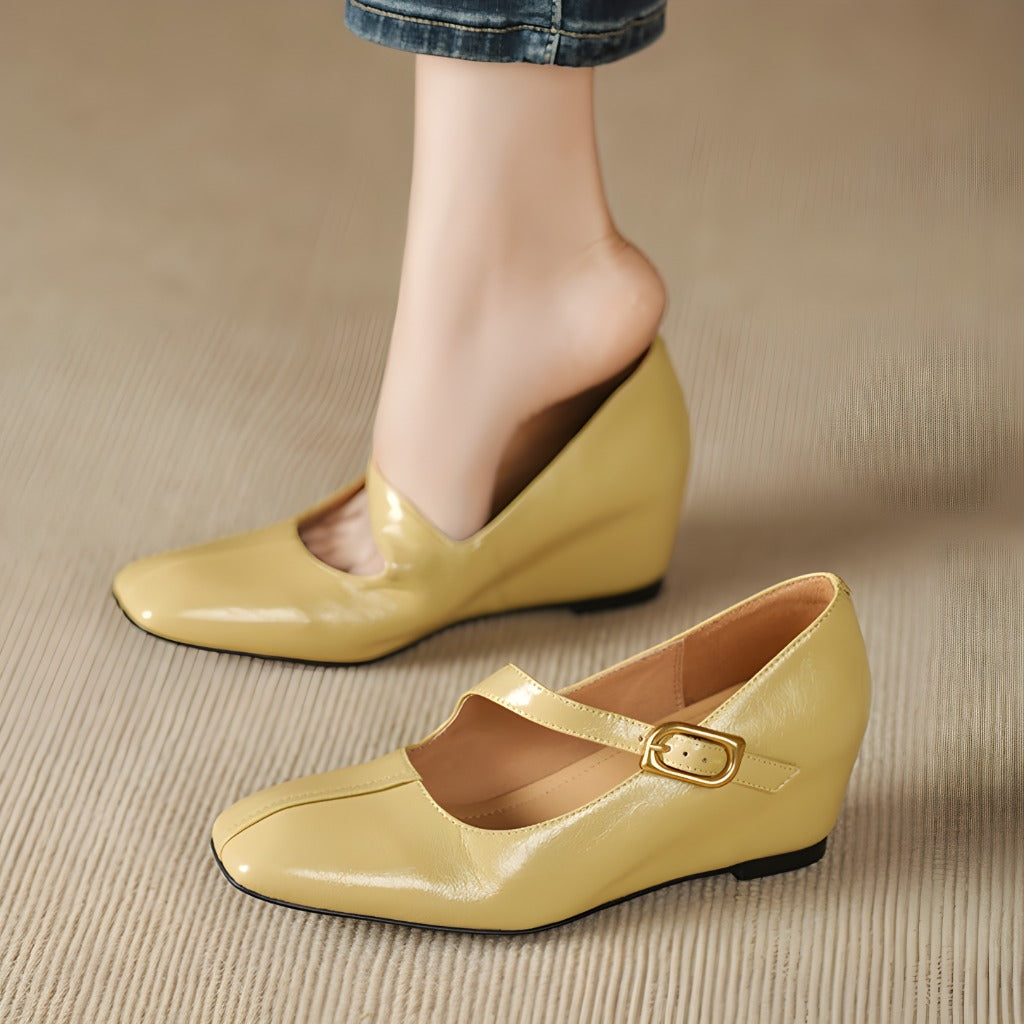 Viora Genuine Leather Mary Jane Heels