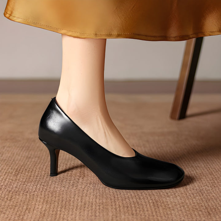 Neria Genuine Leather Dutch-Toe Heels