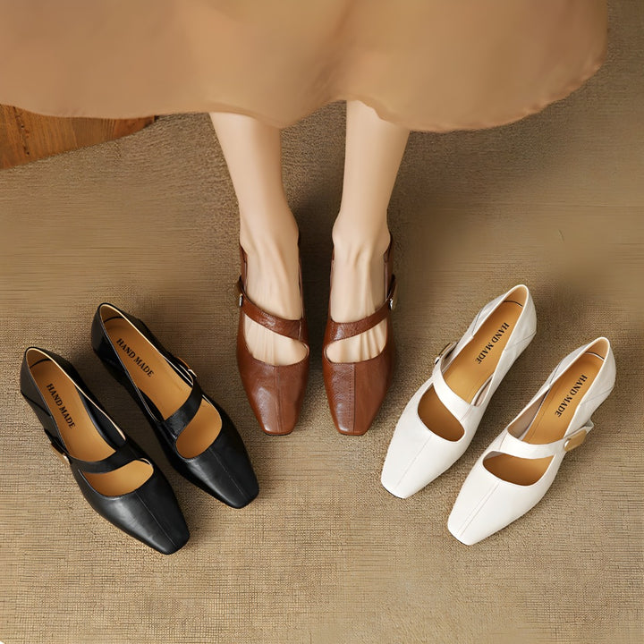 Quera Chiseled Toe Mary Jane Leather Pumps