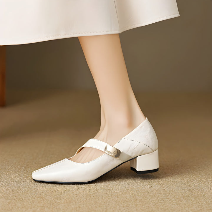 Quera Chiseled Toe Mary Jane Leather Pumps