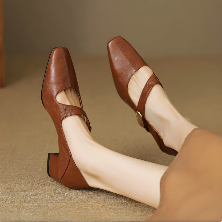 Quera Chiseled Toe Mary Jane Leather Pumps