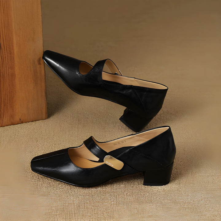 Quera Chiseled Toe Mary Jane Leather Pumps