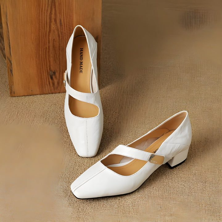 Quera Chiseled Toe Mary Jane Leather Pumps