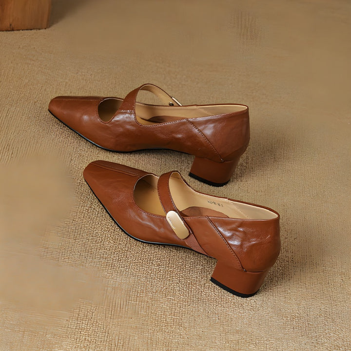 Quera Chiseled Toe Mary Jane Leather Pumps