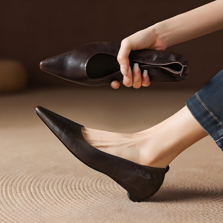Belin Genuine Leather Pointed-Toe Pumps
