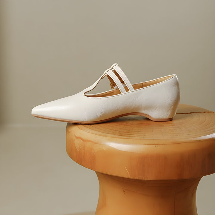 Olara Dual T-Strap Leather Heels