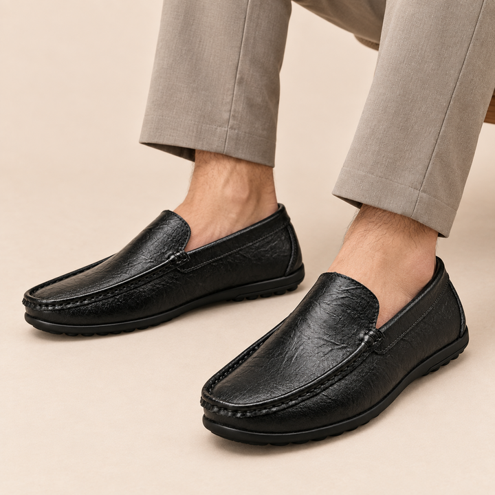 Tarek Genuine Leather Moc Toe Loafers