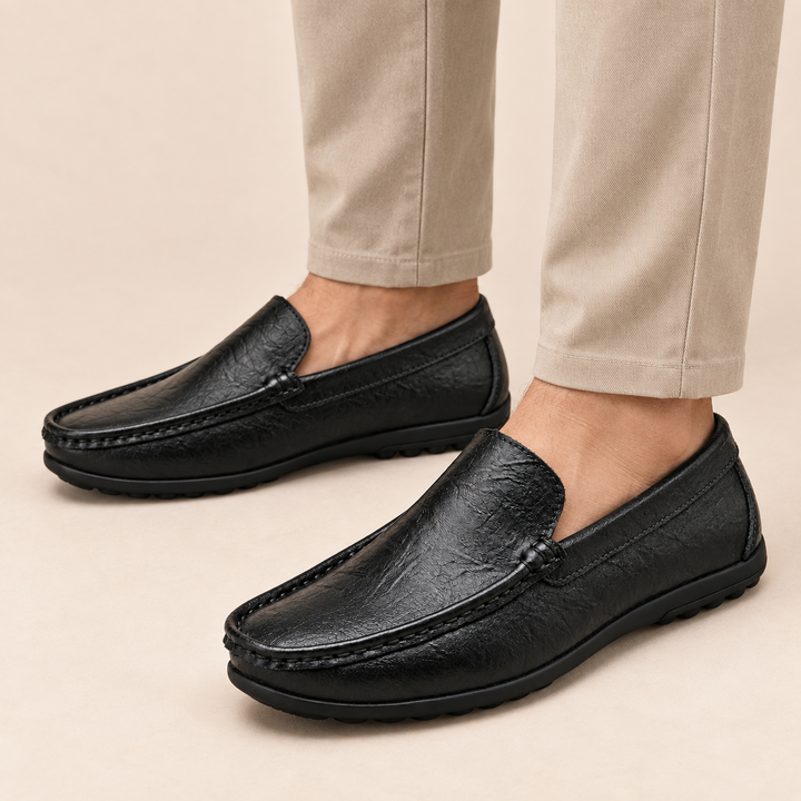 Tarek Genuine Leather Moc Toe Loafers