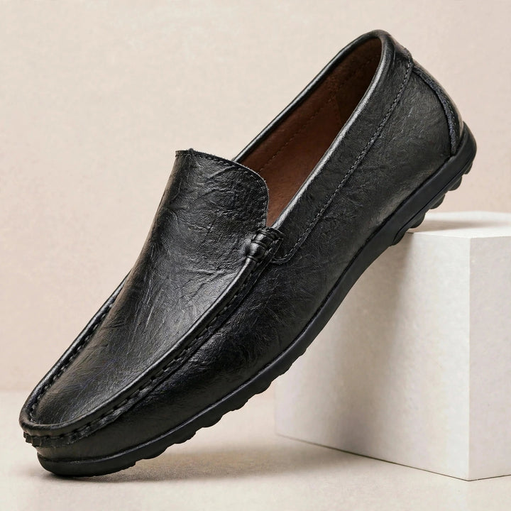 Tarek Genuine Leather Moc Toe Loafers