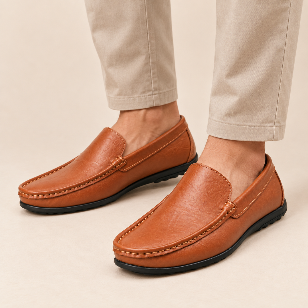 Tarek Genuine Leather Moc Toe Loafers