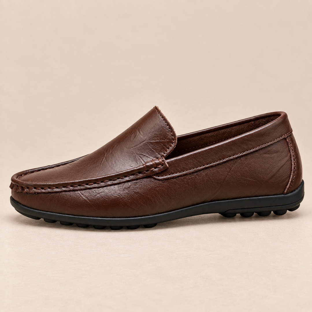 Tarek Genuine Leather Moc Toe Loafers