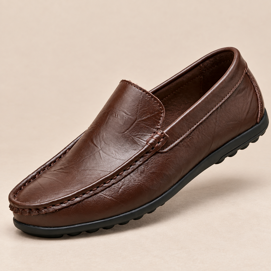Tarek Genuine Leather Moc Toe Loafers