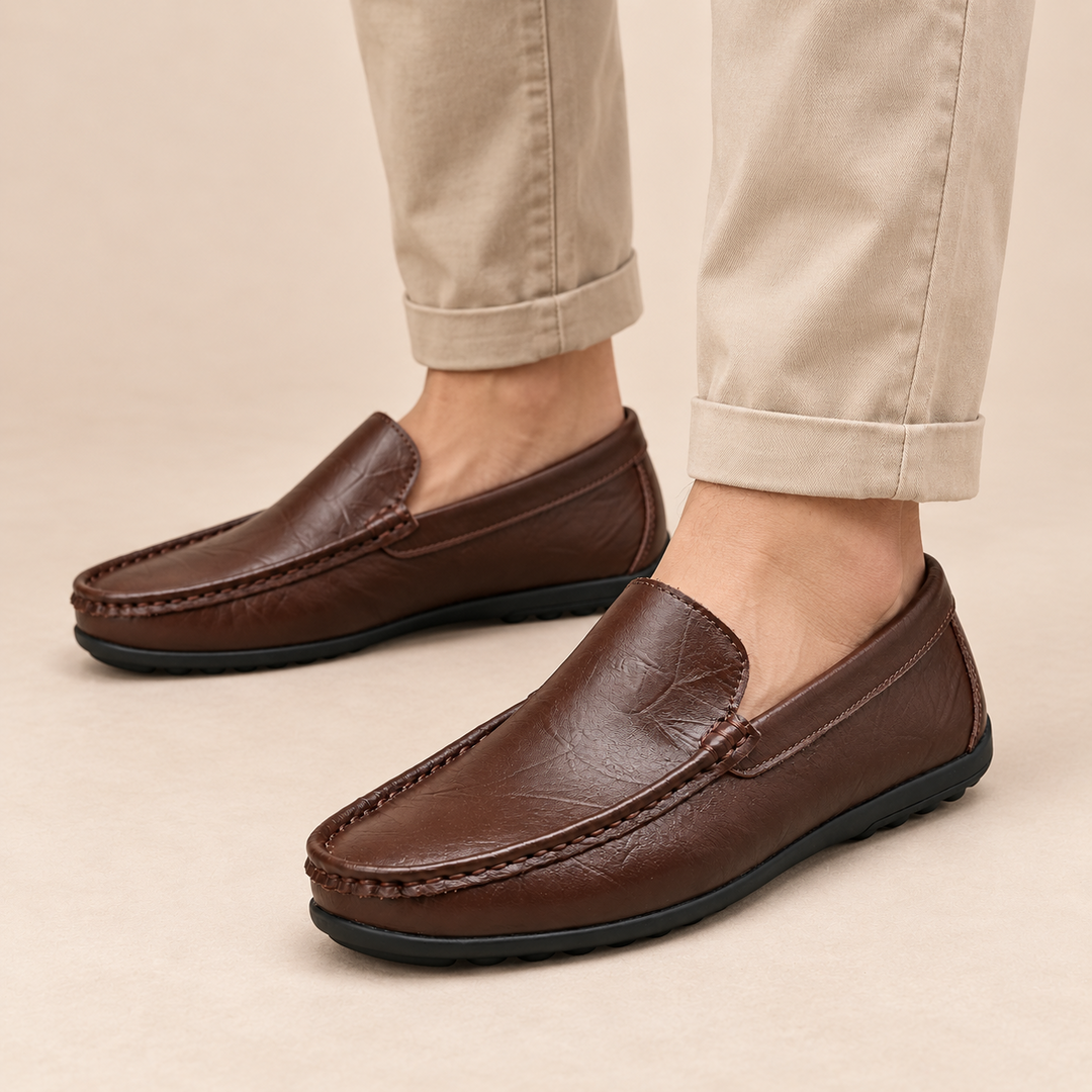 Tarek Genuine Leather Moc Toe Loafers