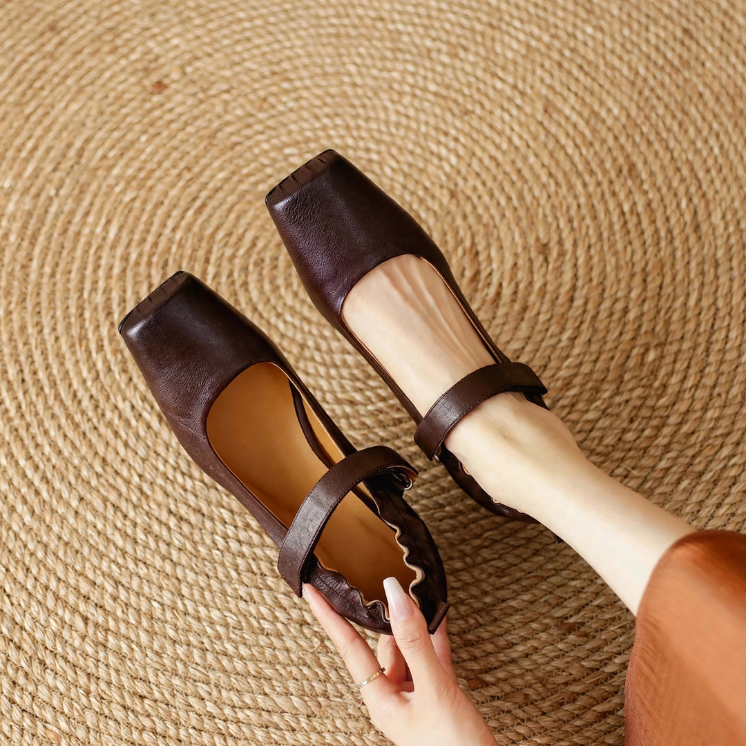 Zylia Genuine Leather Mary Jane Heels