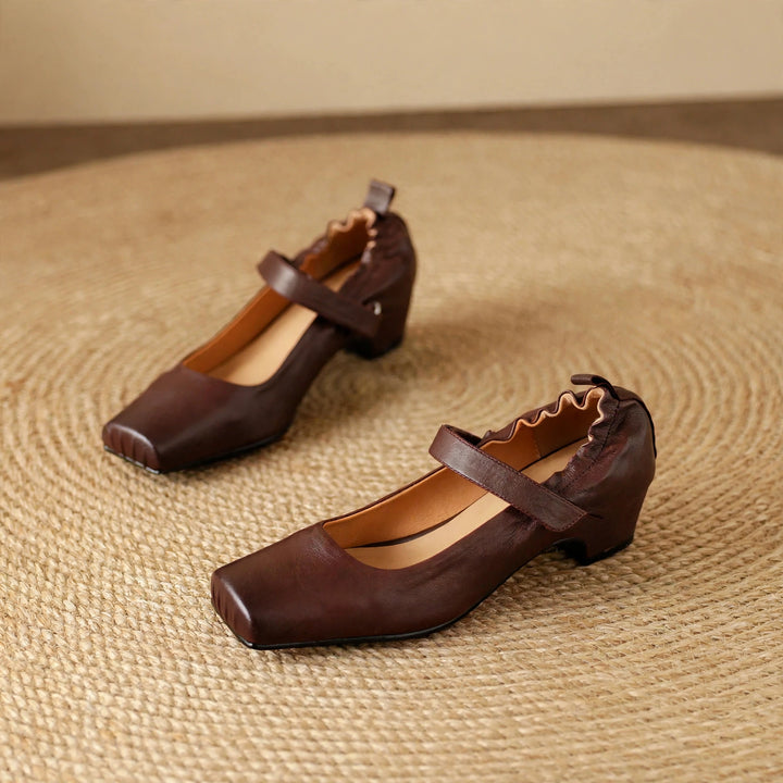 Zylia Genuine Leather Mary Jane Heels