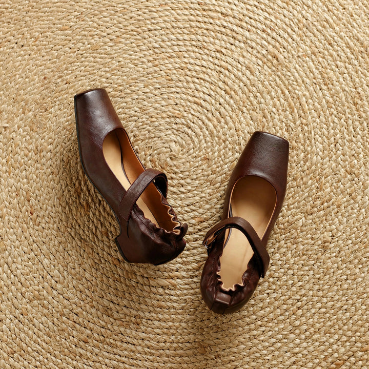 Zylia Genuine Leather Mary Jane Heels