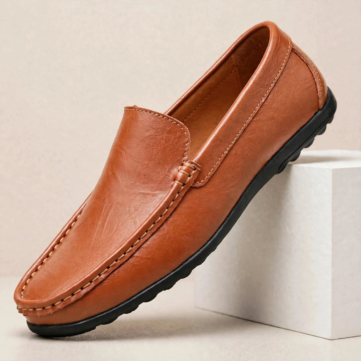 Tarek Genuine Leather Moc Toe Loafers