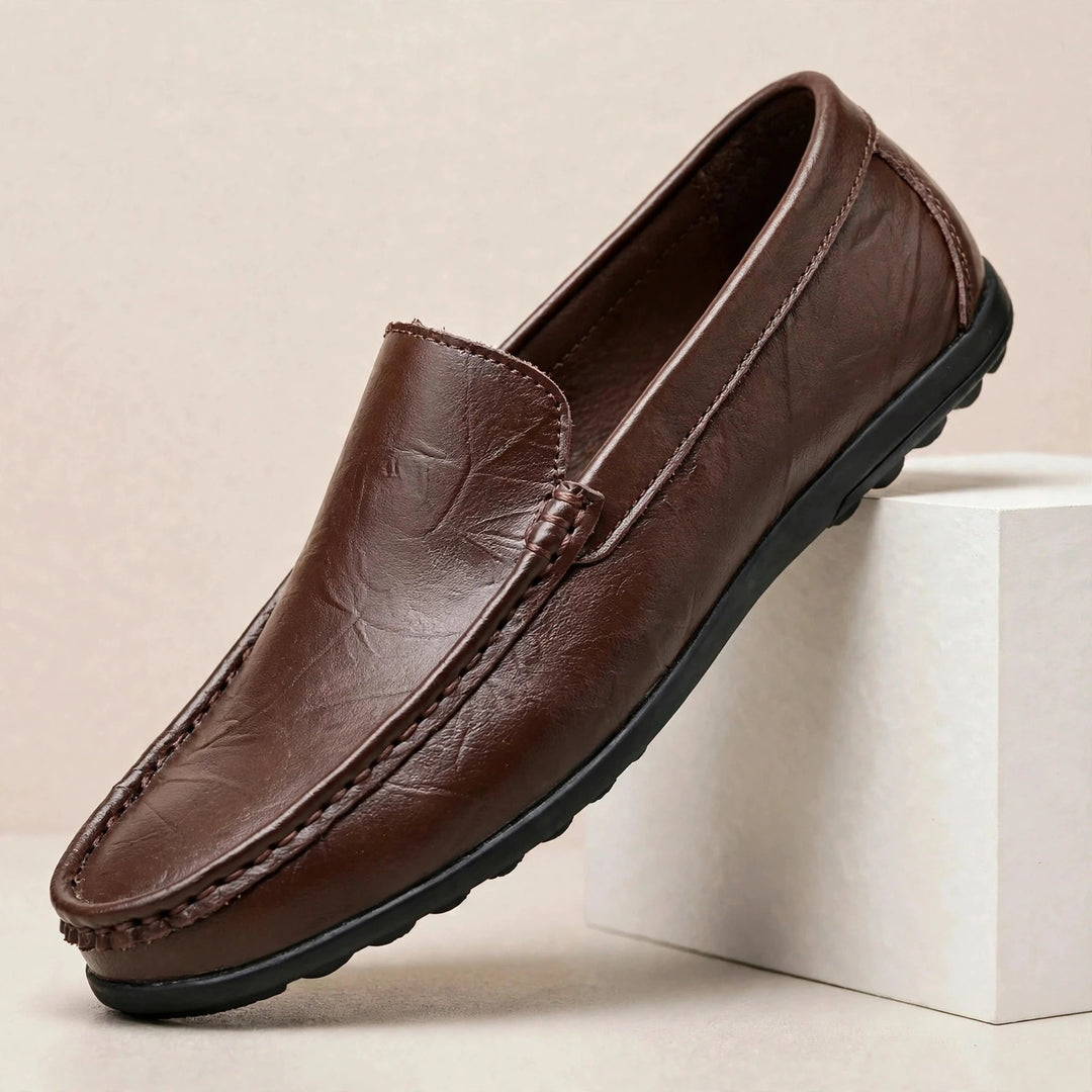Tarek Genuine Leather Moc Toe Loafers