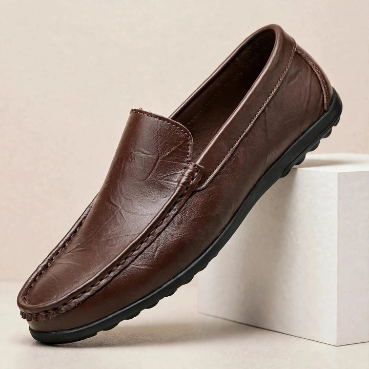 Tarek Genuine Leather Moc Toe Loafers