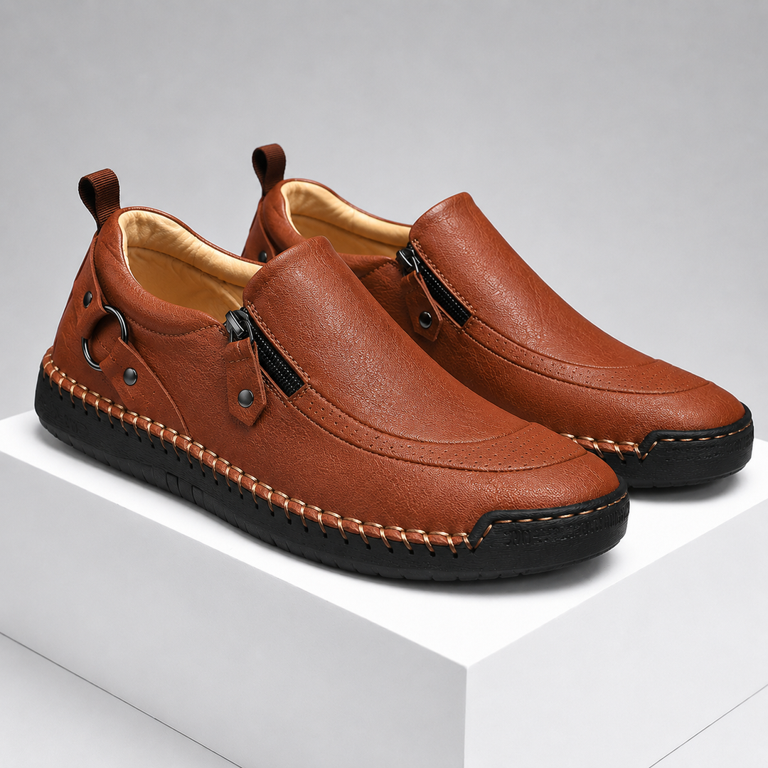 Amar Textured Leather Loafers