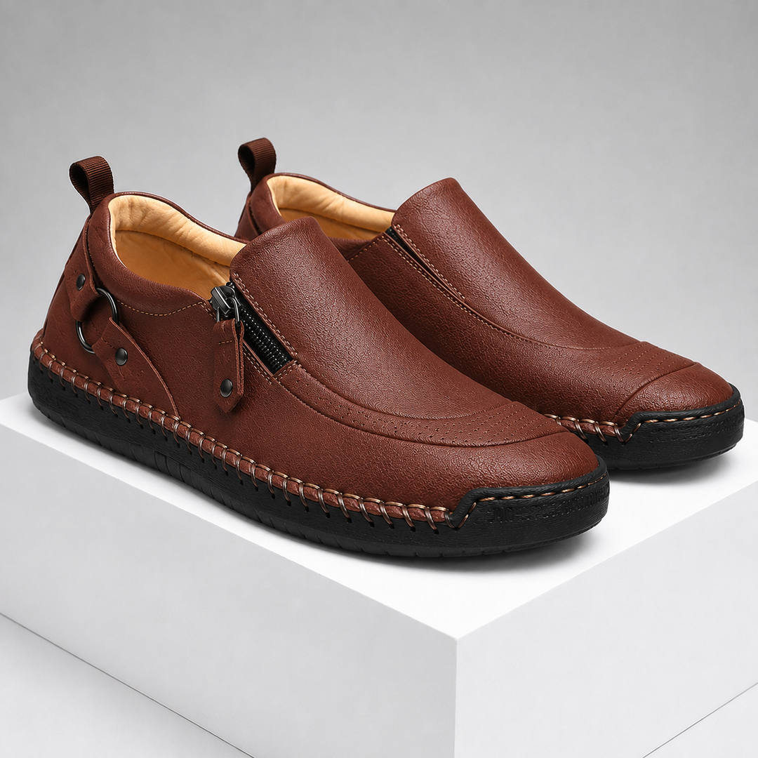 Amar Textured Leather Loafers